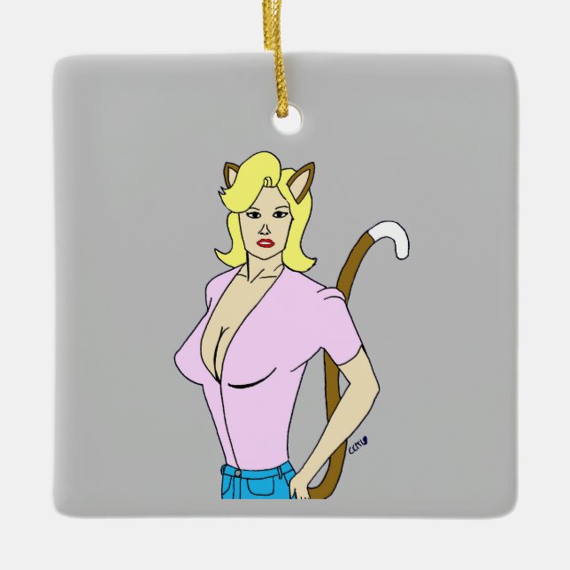 catgirl   ceramic ornament (Front)