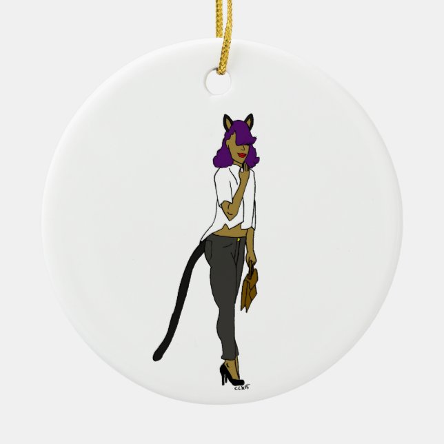 catgirl  ceramic ornament (Front)