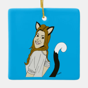 catgirl ceramic ornament