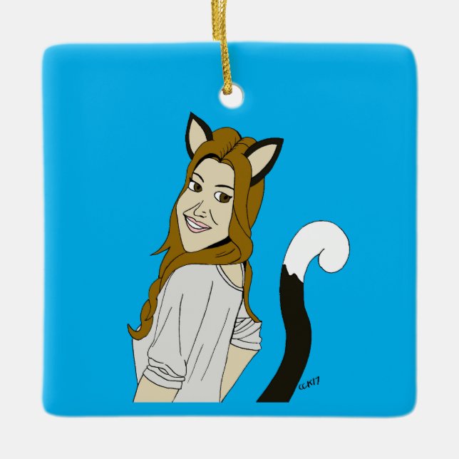 catgirl  ceramic ornament (Front)