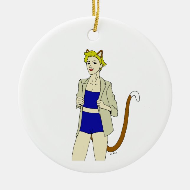 catgirl   ceramic ornament (Front)