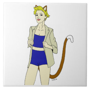 catgirl ceramic tile