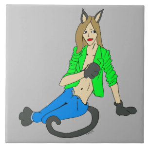 catgirl ceramic tile
