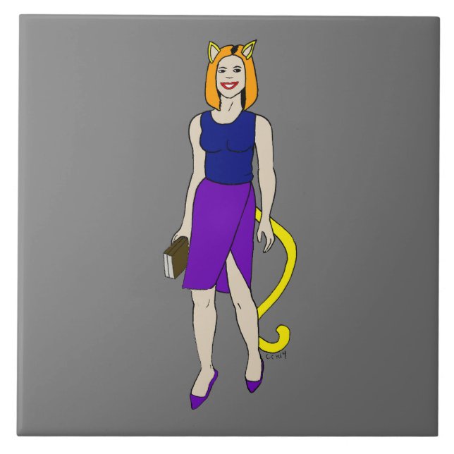 catgirl ceramic tile (Front)