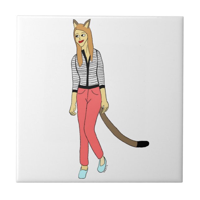 catgirl ceramic tile (Front)