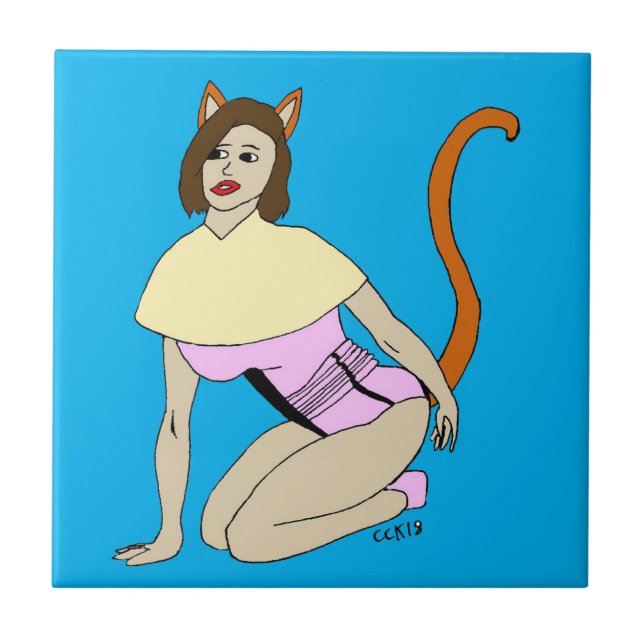 catgirl  ceramic tile (Front)