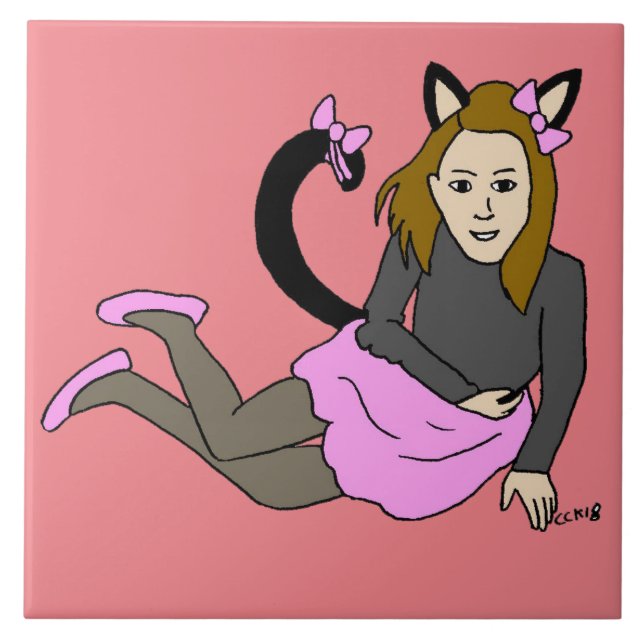catgirl ceramic tile (Front)