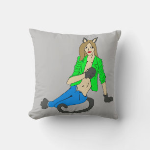 catgirl classic throw pillow