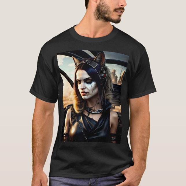 Catgirl in the Mad Max style T-Shirt (Front)