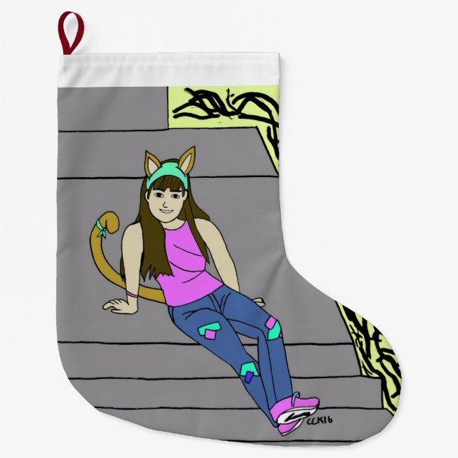 catgirl large christmas stocking (Front)