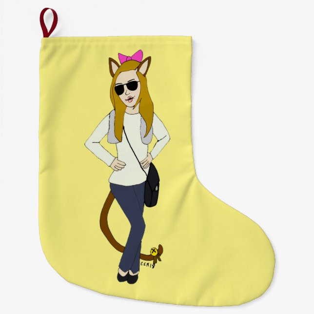 catgirl   large christmas stocking (Front)