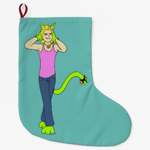 catgirl  large christmas stocking