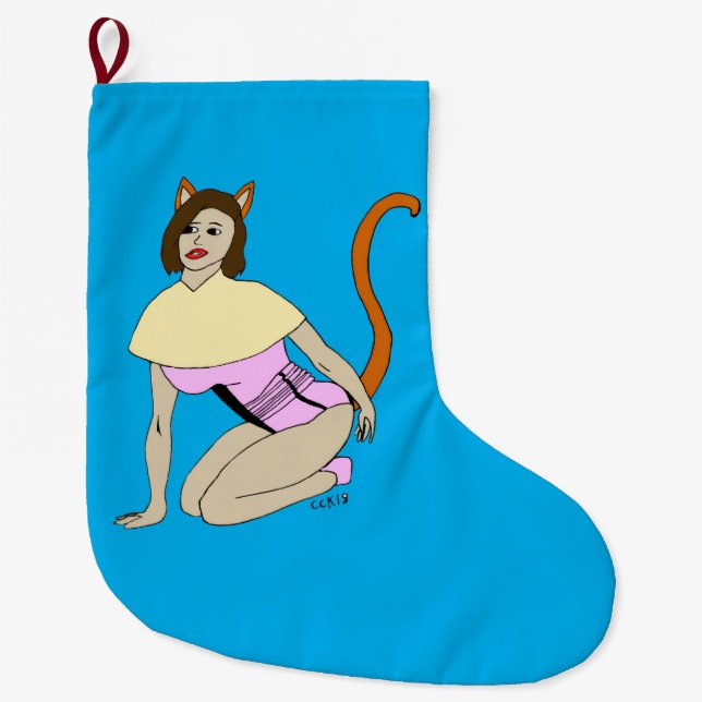 catgirl  large christmas stocking (Front)
