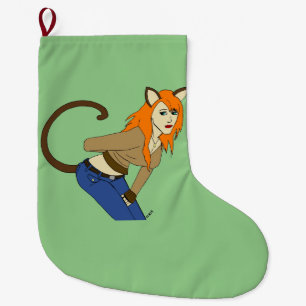 catgirl  large christmas stocking