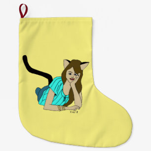 catgirl  large christmas stocking