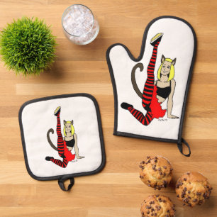 catgirl    oven mitt & pot holder set