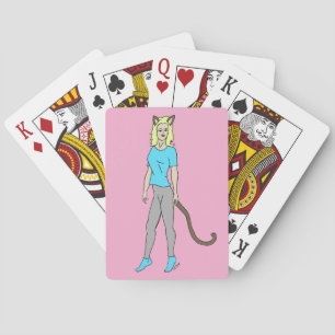 catgirl playing cards