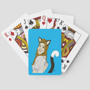 catgirl playing cards