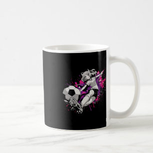 Catgirl Soccer Player On Pitch Fun Kemonomimi Spor Coffee Mug