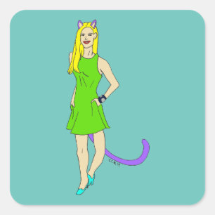catgirl square sticker