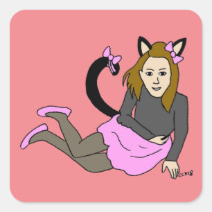 catgirl square sticker