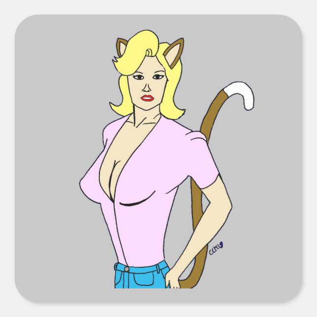 catgirl   square sticker (Front)