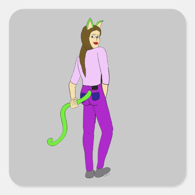catgirl   square sticker (Front)
