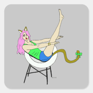 catgirl square sticker