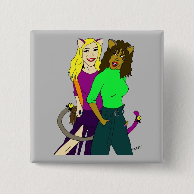 catgirls 15 cm square badge (Front)