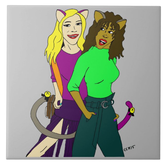 catgirls  ceramic tile (Front)