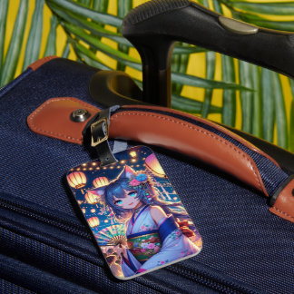 Catgirl's Joyful Dance at Dusk Luggage Tag