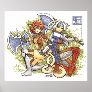 Catgirls w/Axes Poster