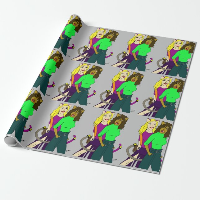 catgirls wrapping paper (Unrolled)