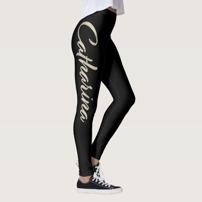 Catharina white gold Handwriting trousers Leggings (Right)