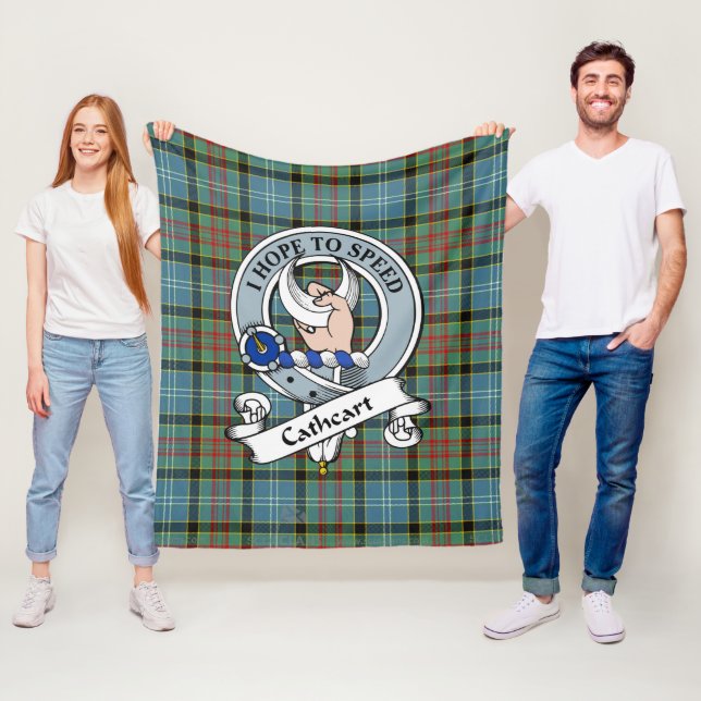 Cathcart Clan Badge Tartan Plaid Fleece Blanket (In Situ)