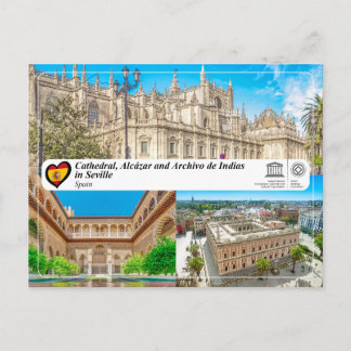 Cathedral, Alcázar, Archivo de Indias in Seville Postcard