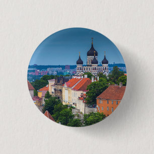 Cathedral and Cityscape Estonia 3 Cm Round Badge