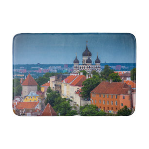 Cathedral and Cityscape Estonia Bath Mat