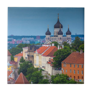 Cathedral and Cityscape Estonia Ceramic Tile