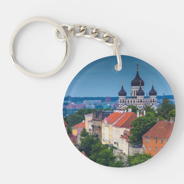 Cathedral and Cityscape | Estonia Key Ring (Front)
