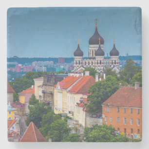 Cathedral and Cityscape Estonia Stone Coaster