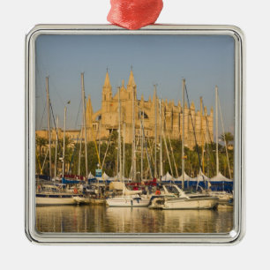 Cathedral and marina, Palma, Mallorca, Spain 2 Metal Ornament