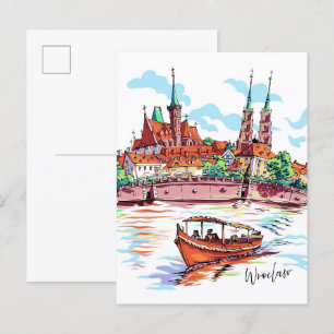 Cathedral Island in Wroclaw Poland Travel Postcard