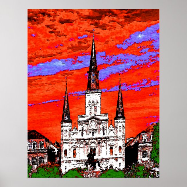 Cathedral, New Orleans, Fauvist Colours Poster (Front)