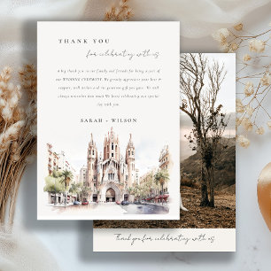 Cathedral of Barcelona Spain Photo Wedding Thank You Card