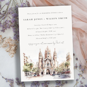 Cathedral of Barcelona Spain Rehearsal Dinner Invitation