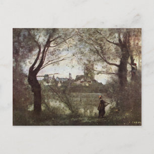 Cathedral Of Mantes By Corot Jean-Baptiste-Camille Postcard