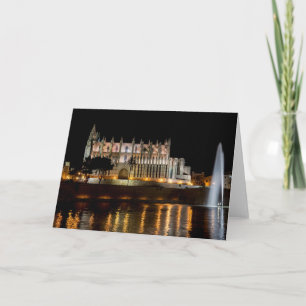 Cathedral of Palma de Mallorca at night - Spain Card