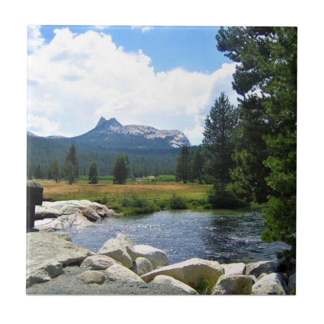Cathedral Peak in Tuolumne Meadows, Yosemite, CA Ceramic Tile (Front)