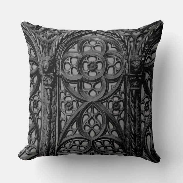 Cathedral Pew Geometric Wood Carving Pattern 02 Cushion (Front)